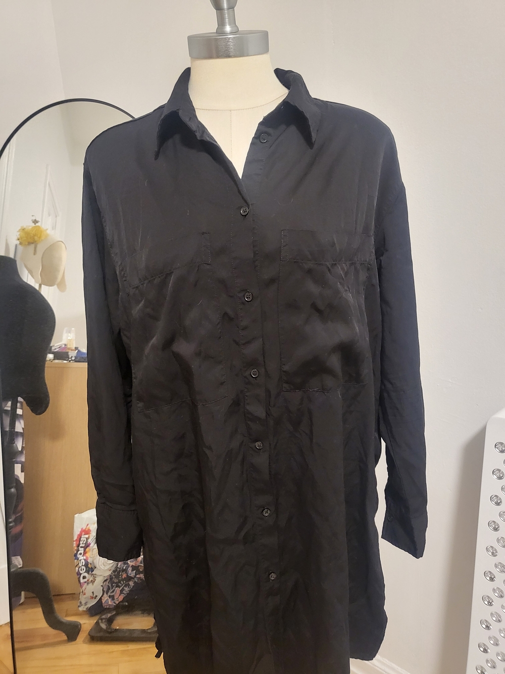 H&M Black Long Button-Up Shirt Dress